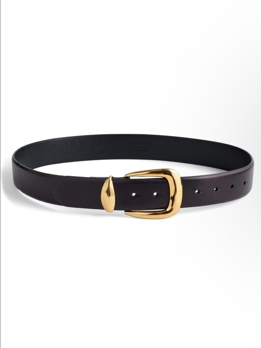 NWT Madewell black leather belt with gold buckle size medium